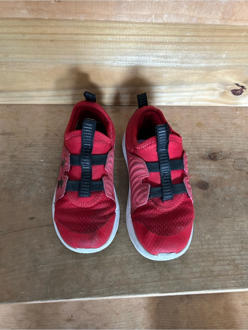 Under Armour Red and Black Kids Slip-On Sneakers
